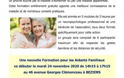 Affiche formation des aidants familiaux par France Alzheimer Hérault